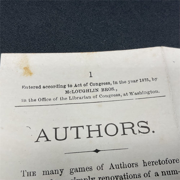 1875-1885 McLoughlin Bros. “Game of Star Authors” 64 card