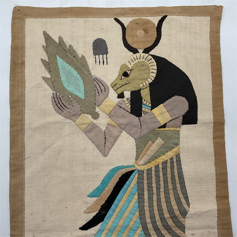 Egyptian revival cloth wall hanging of the god Khnum