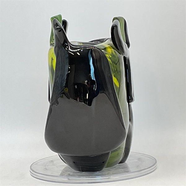Pino Signoretto Murano Green & Black Art Glass Vase