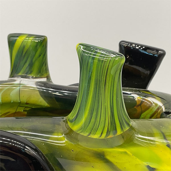 Pino Signoretto Murano Green & Black Art Glass Vase