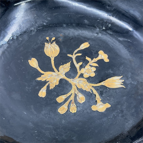 Chinese Black and Gold Porcelain Bowl 1980s