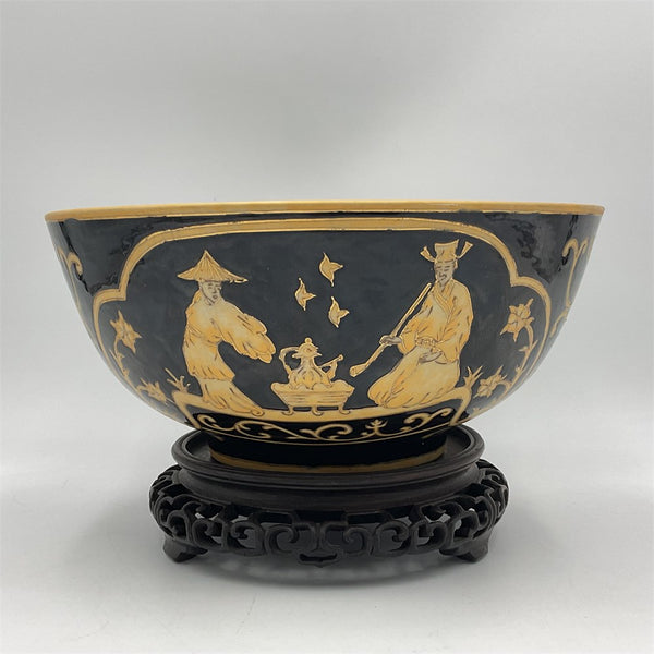 Chinese Black and Gold Porcelain Bowl 1980s
