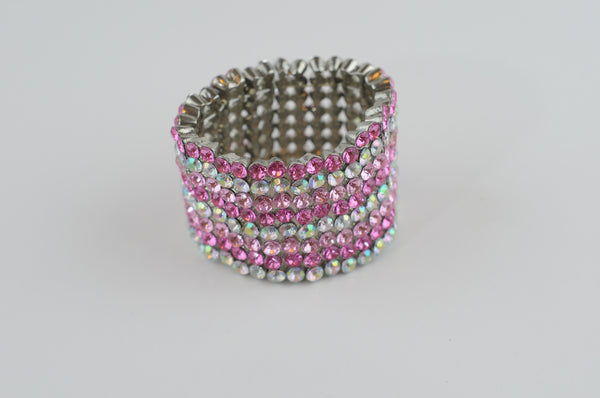 Pink and Clear 8 Row Bling Bracelet