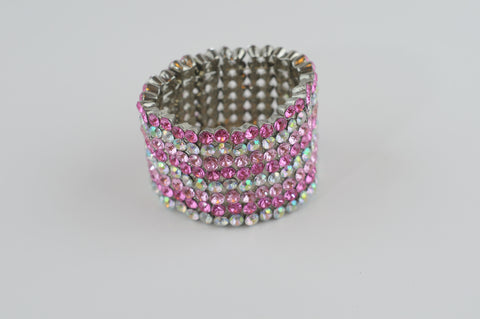 Pink and Clear 8 Row Bling Bracelet