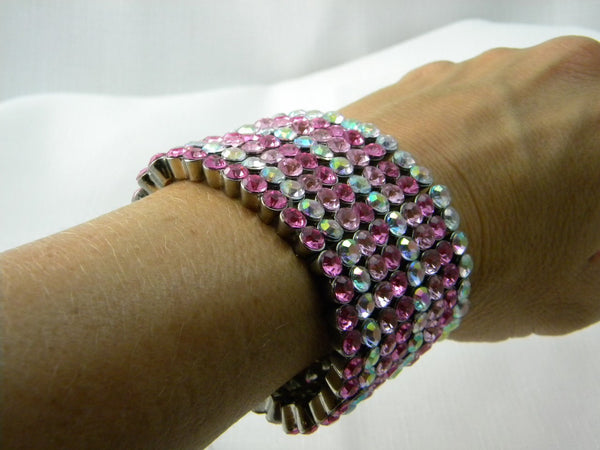 Pink and Clear 8 Row Bling Bracelet